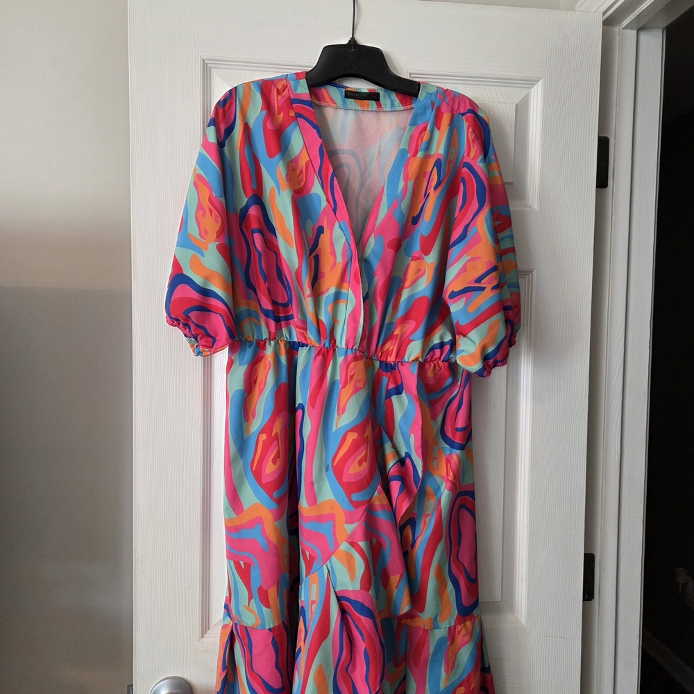 Colorful Abstract Midi Dress
